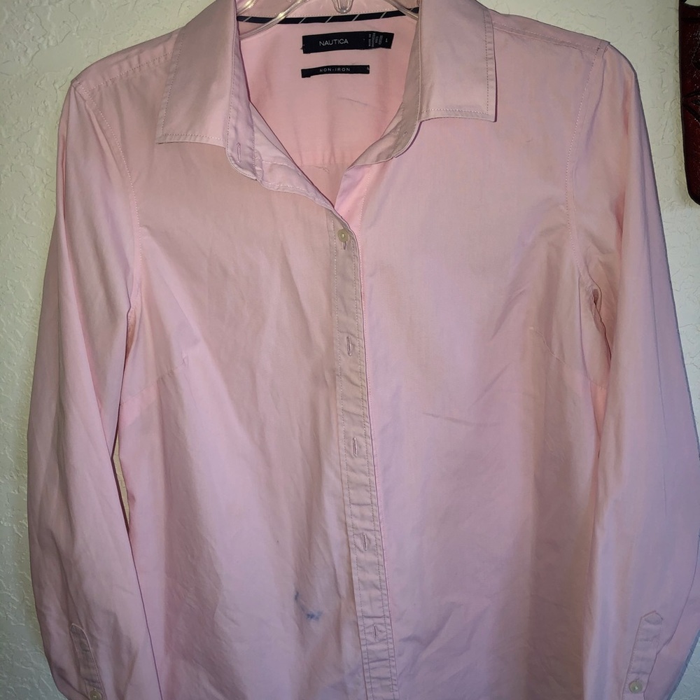Pink button down shirt